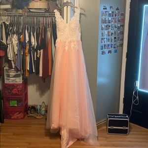 pink prom dress with flowers